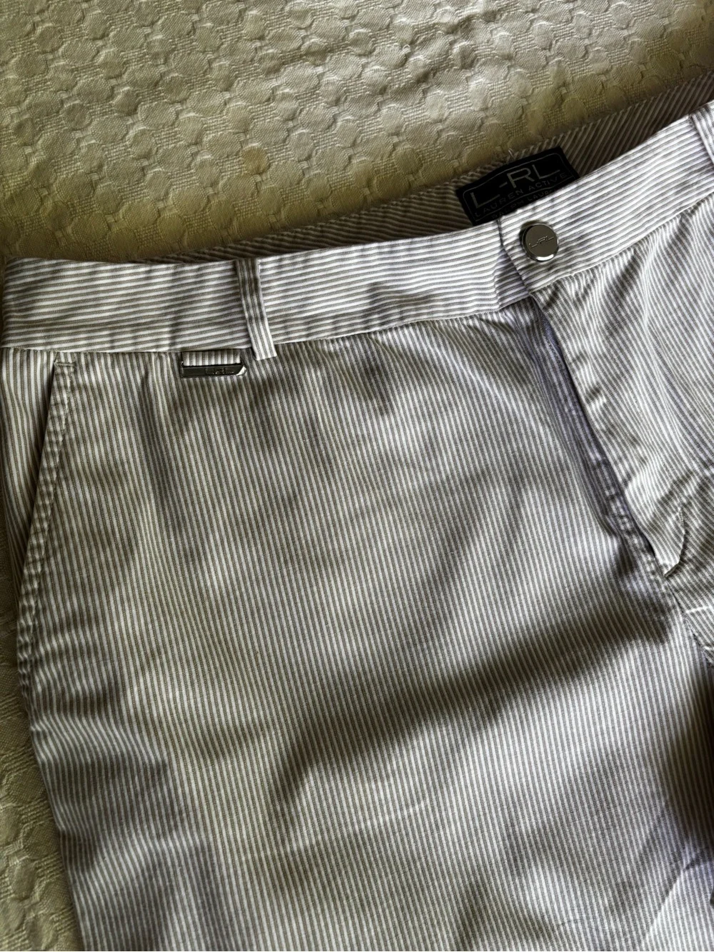 Ralph Lauren Beige Pinstriped Flat Front Men's Shorts